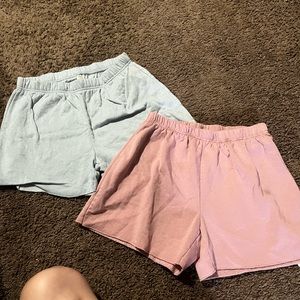 pastel blue and pink shorts